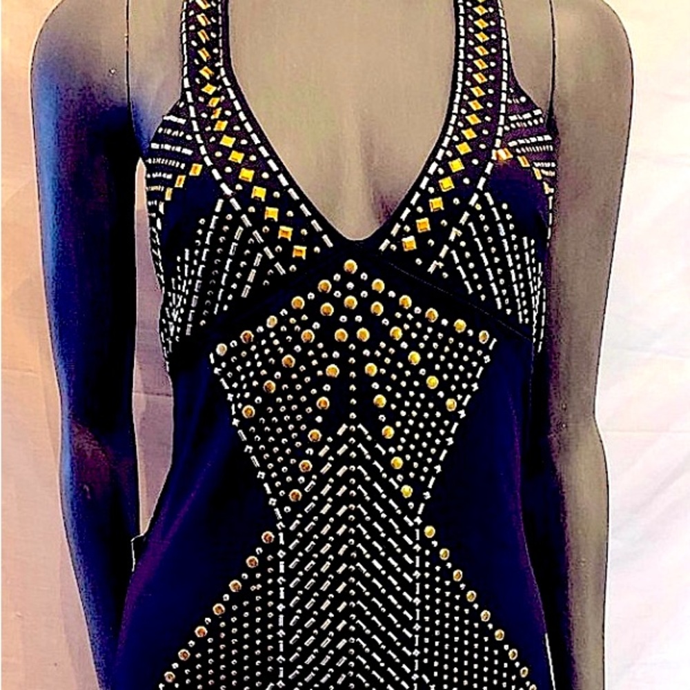 Bebe black embellished dress